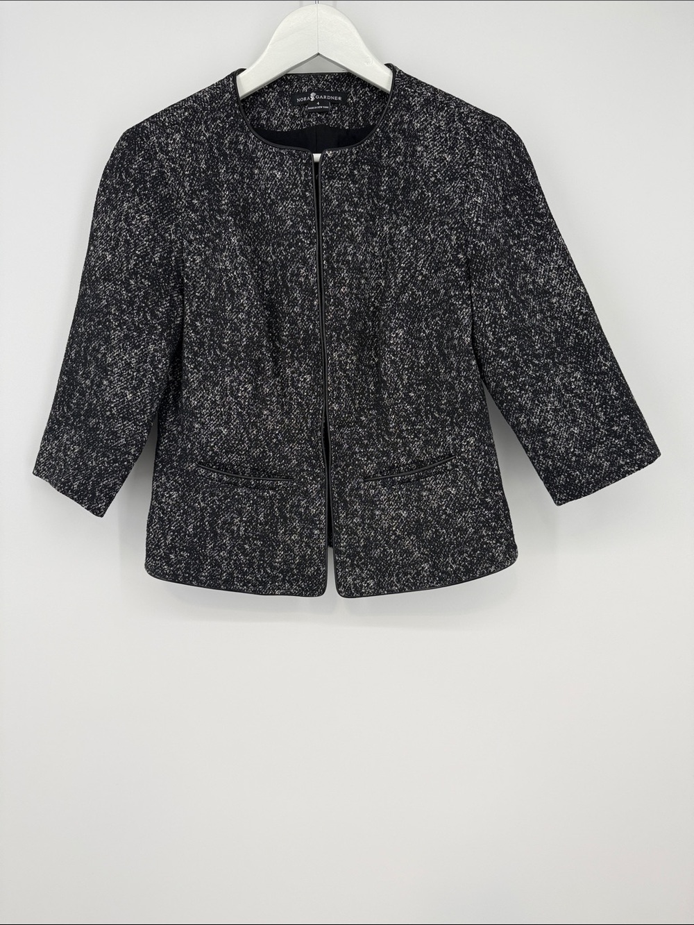 Nora Gardner New York Black & White Tweed Zip-Front Jacket